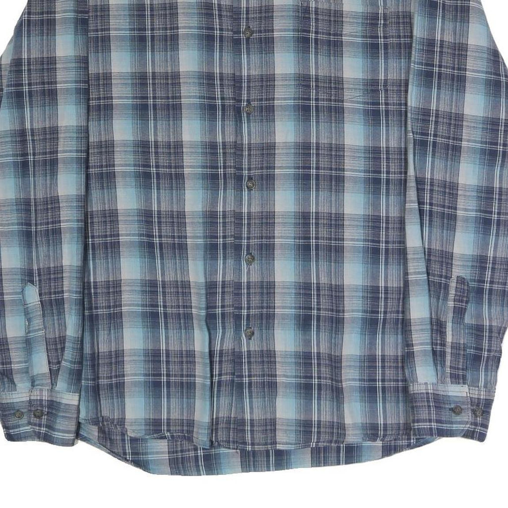 WRANGLER Mens Blue Check Shirt L Lightweight Cotton Blend Casual Button-Up