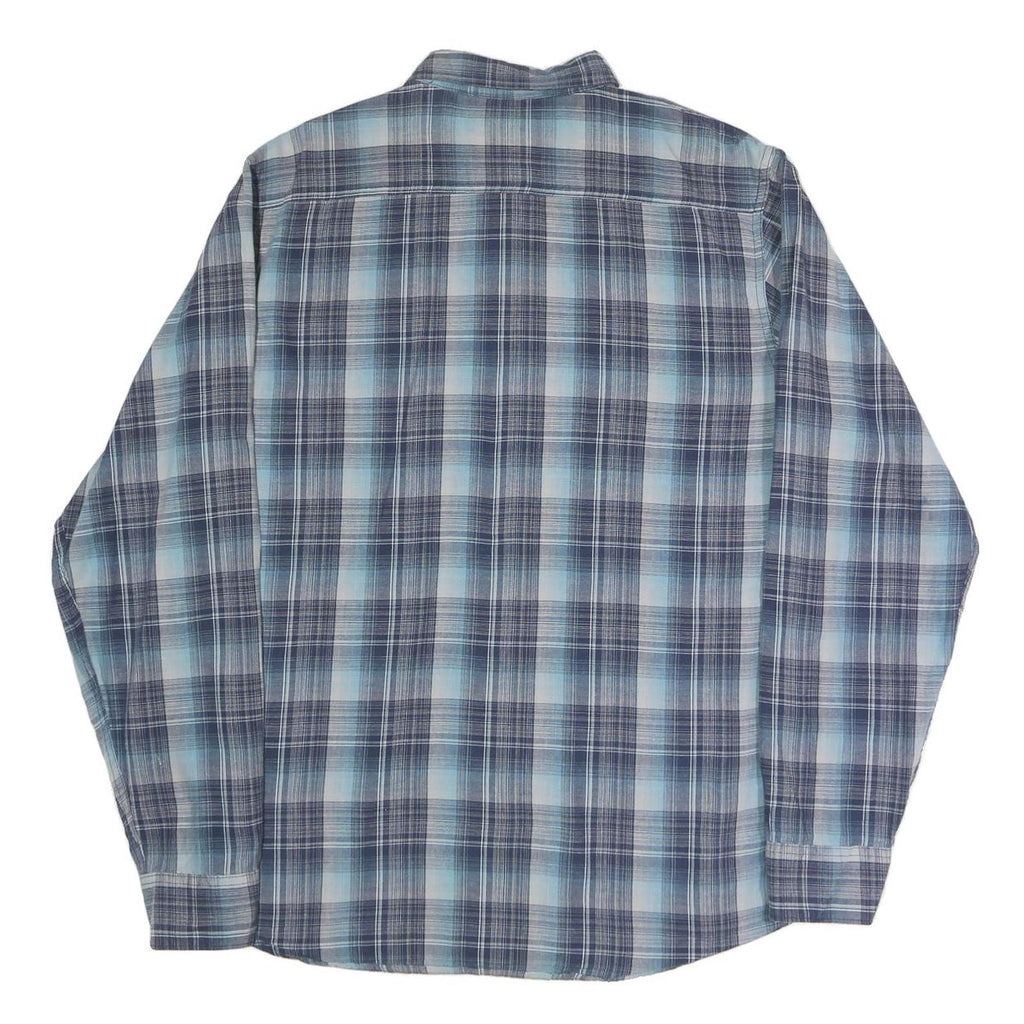 WRANGLER Mens Blue Check Shirt L Lightweight Cotton Blend Casual Button-Up