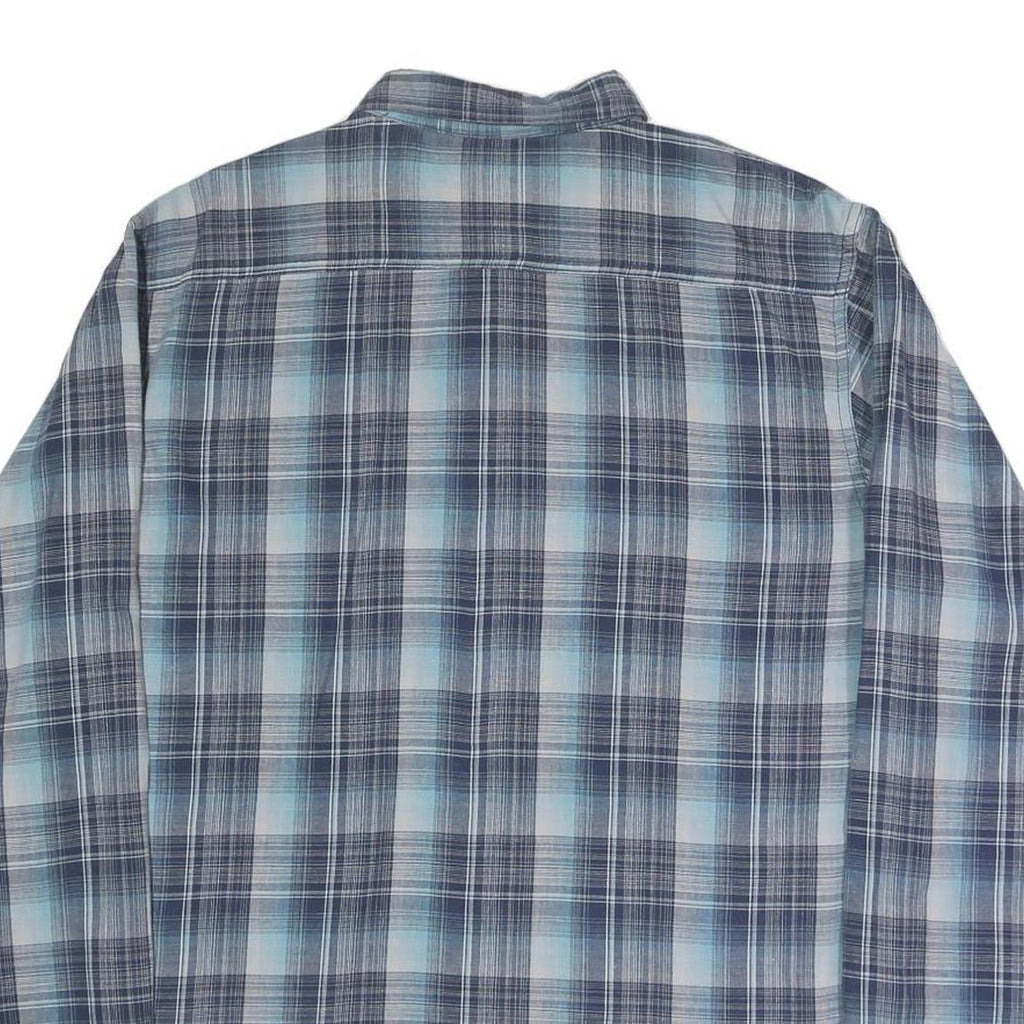 WRANGLER Mens Blue Check Shirt L Lightweight Cotton Blend Casual Button-Up