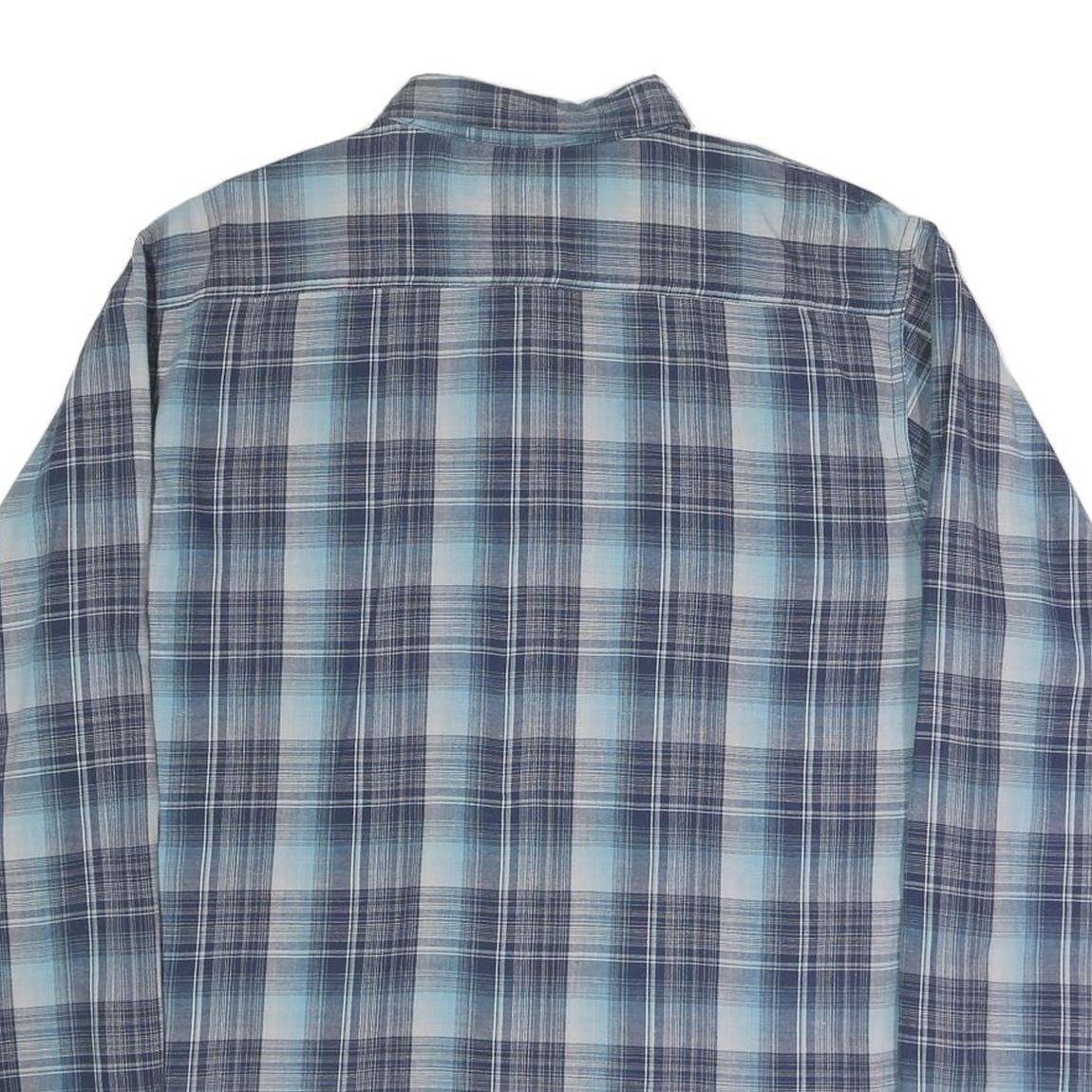 WRANGLER Mens Blue Check Shirt L Lightweight Cotton Blend Casual Button-Up