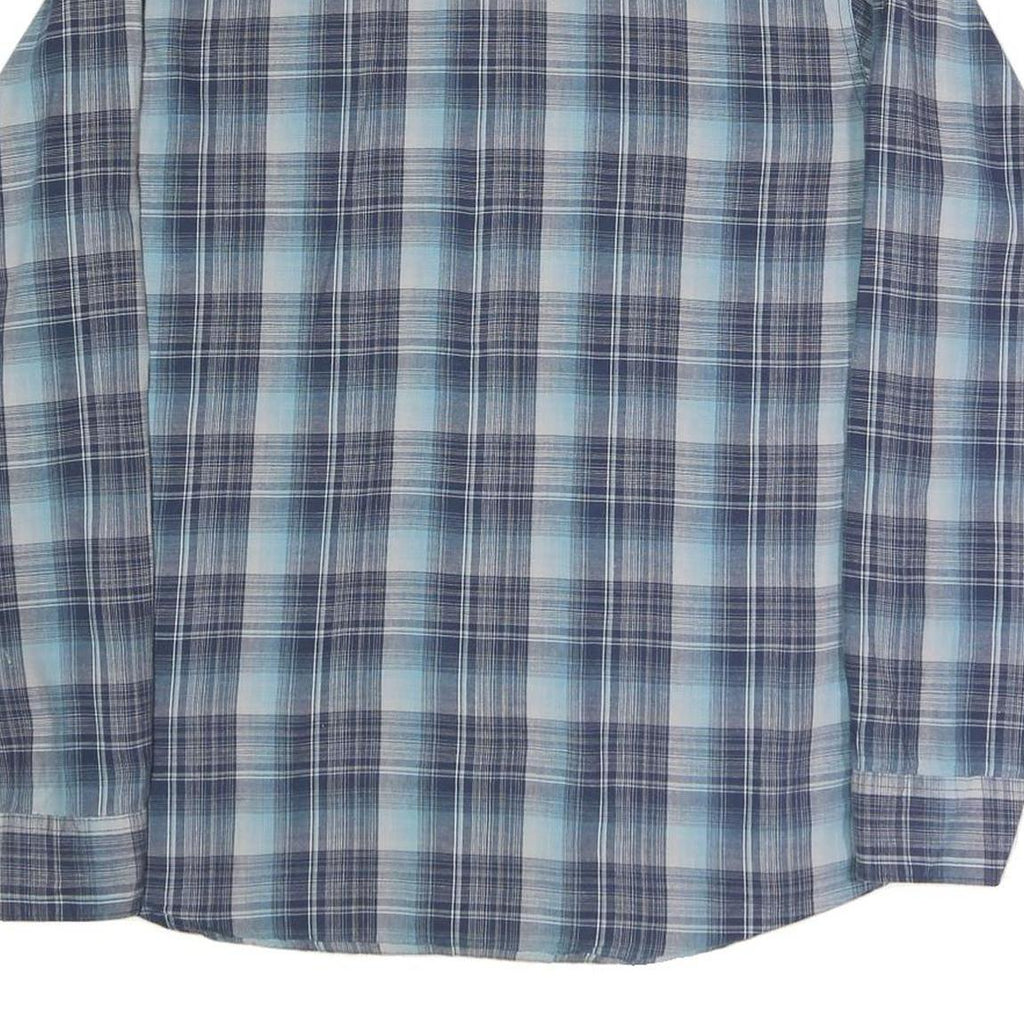 WRANGLER Mens Blue Check Shirt L Lightweight Cotton Blend Casual Button-Up