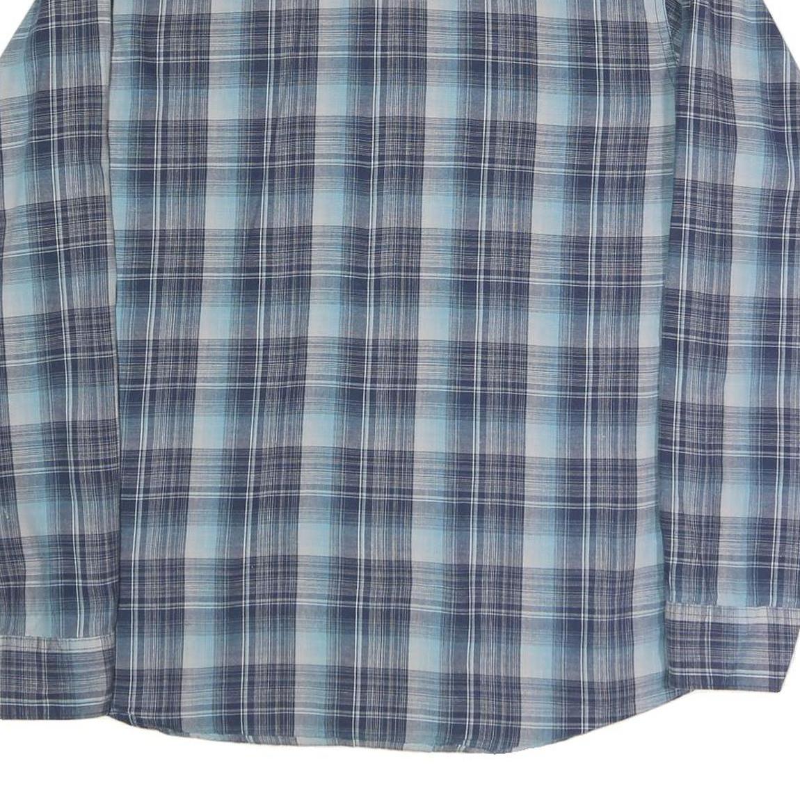 WRANGLER Mens Blue Check Shirt L Lightweight Cotton Blend Casual Button-Up