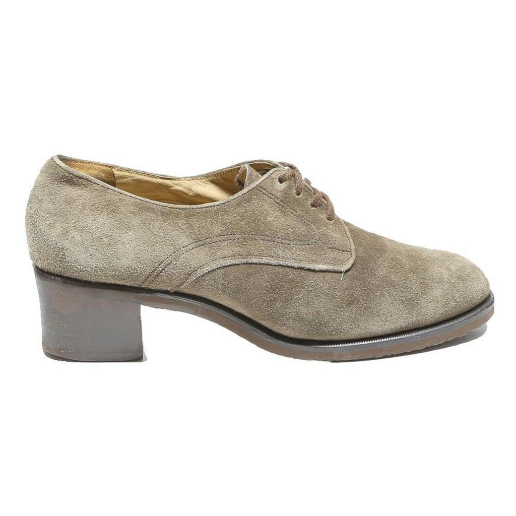 BALLY Womens Vintage Lace Up Low Heel Suede Leather Shoes Taupe UK 3 Elegant