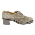BALLY Womens Vintage Lace Up Low Heel Suede Leather Shoes Taupe UK 3 Elegant