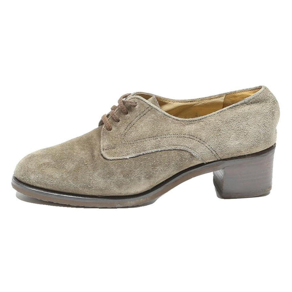 BALLY Womens Vintage Lace Up Low Heel Suede Leather Shoes Taupe UK 3 Elegant