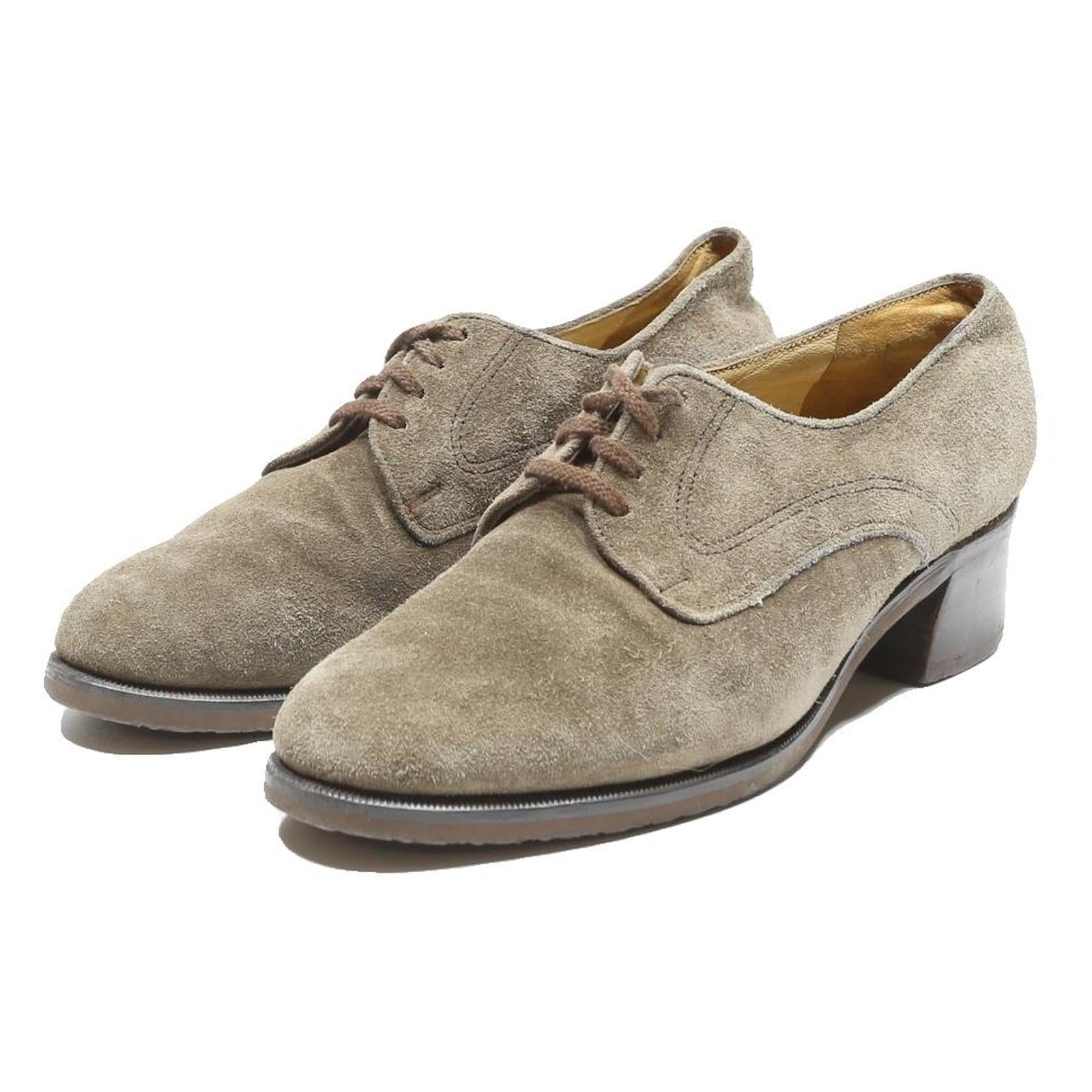 BALLY Womens Vintage Lace Up Low Heel Suede Leather Shoes Taupe UK 3 Elegant
