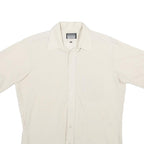 JC PENNEY Mens White Plain Shirt L Classic Fit Button Front Lightweight