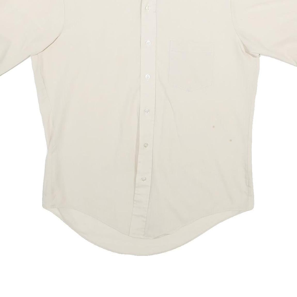 JC PENNEY Mens White Plain Shirt L Classic Fit Button Front Lightweight