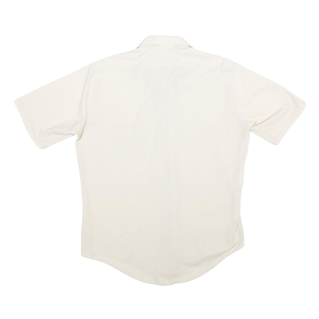 JC PENNEY Mens White Plain Shirt L Classic Fit Button Front Lightweight