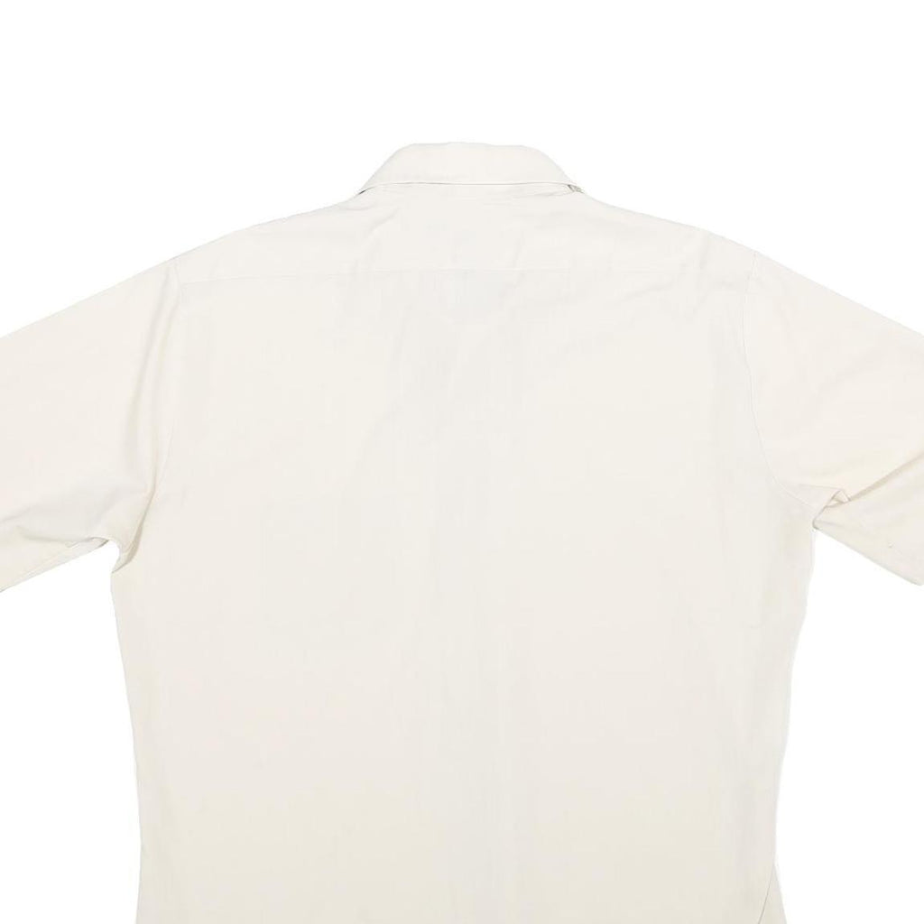 JC PENNEY Mens White Plain Shirt L Classic Fit Button Front Lightweight
