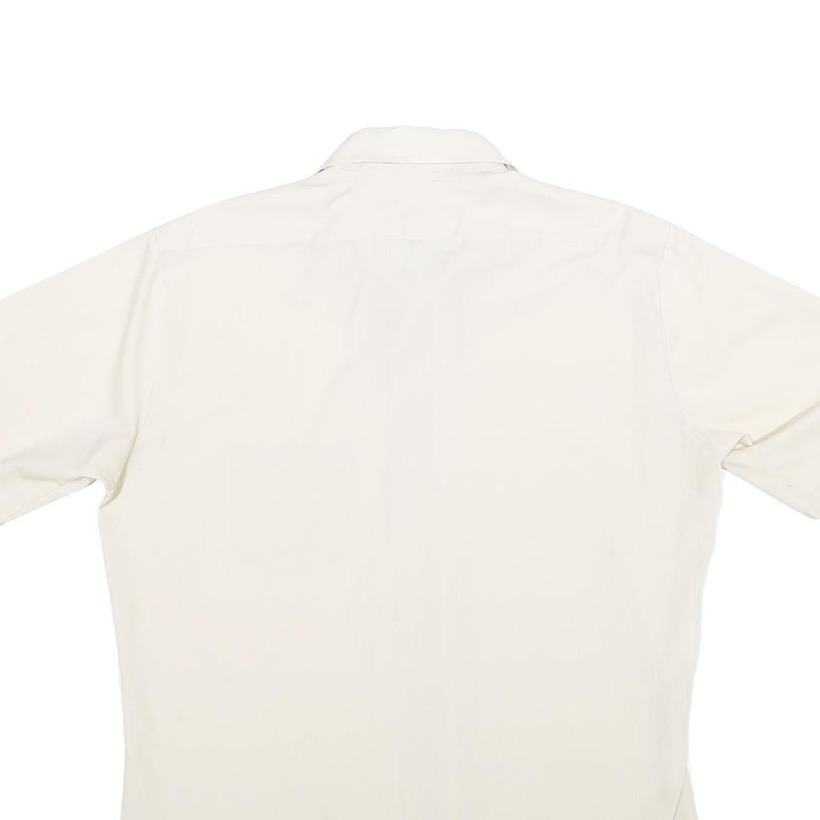 JC PENNEY Mens White Plain Shirt L Classic Fit Button Front Lightweight