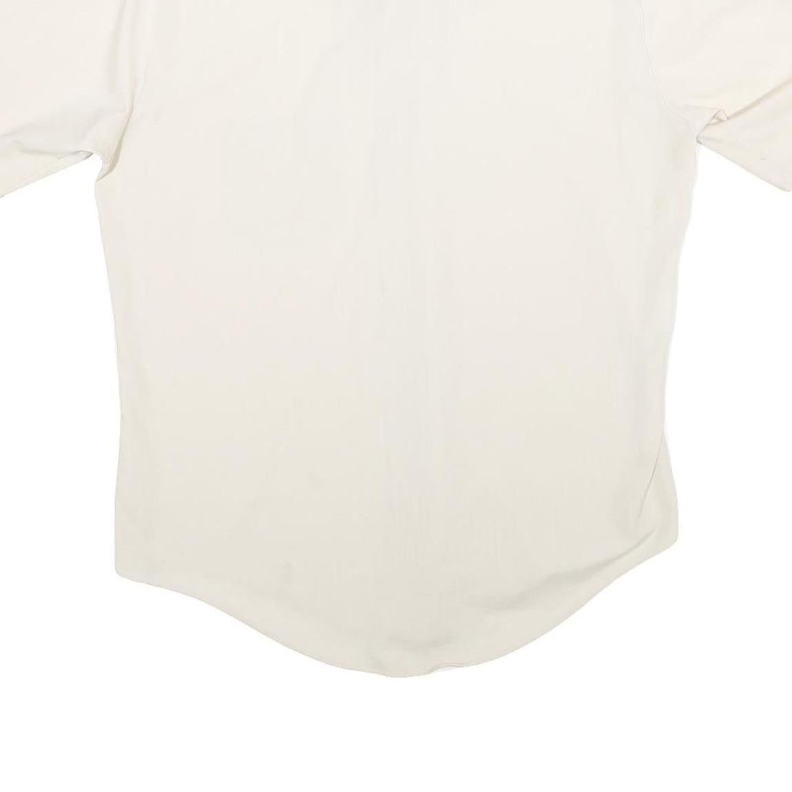 JC PENNEY Mens White Plain Shirt L Classic Fit Button Front Lightweight