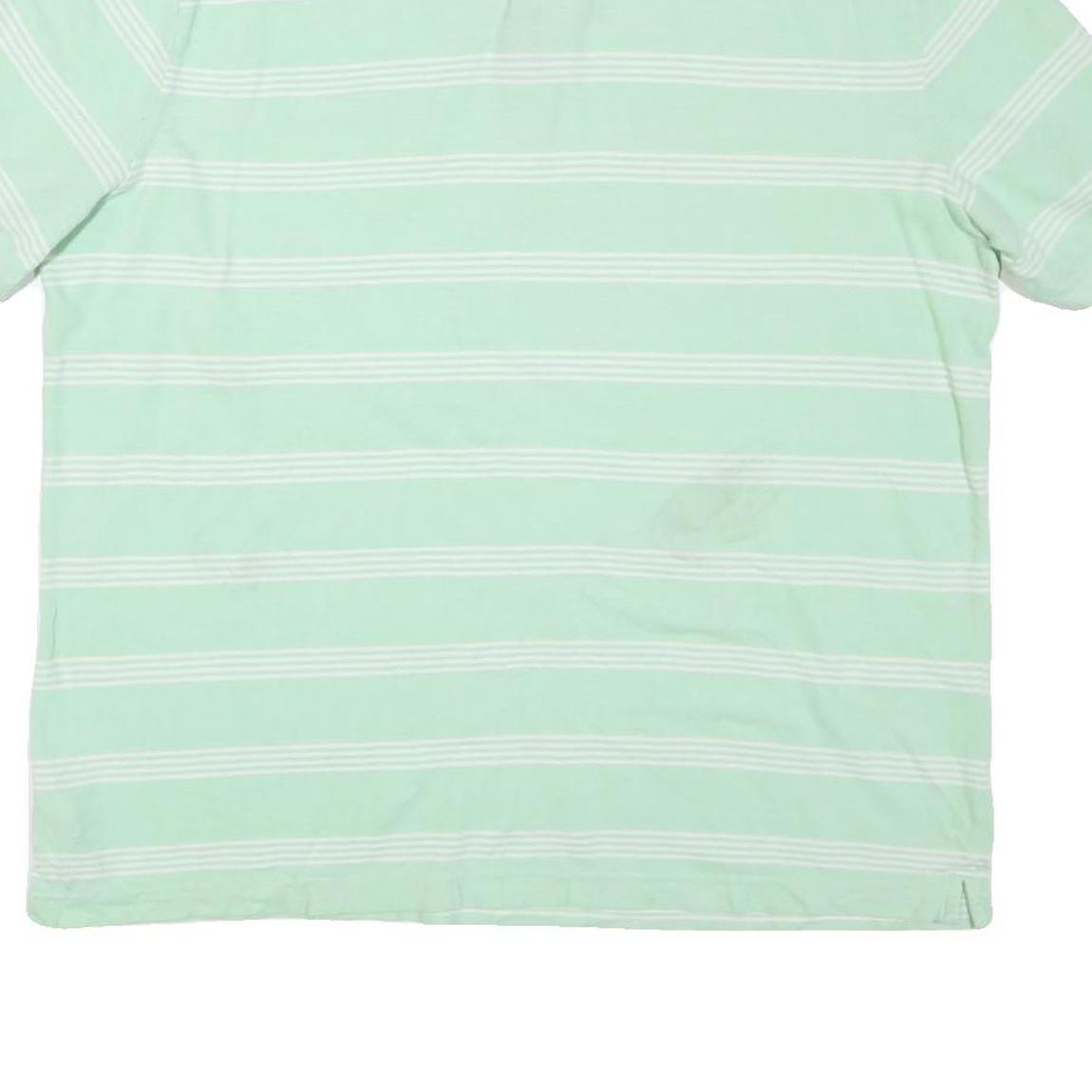 CHAPS Mens Mint Green & White Striped Short Sleeve Polo Shirt XL Cotton Blend