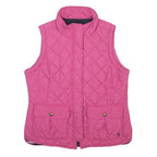 JOULES Womens Pink Quilted Sleeveless Jacket UK 14 Polyester Zip Pockets