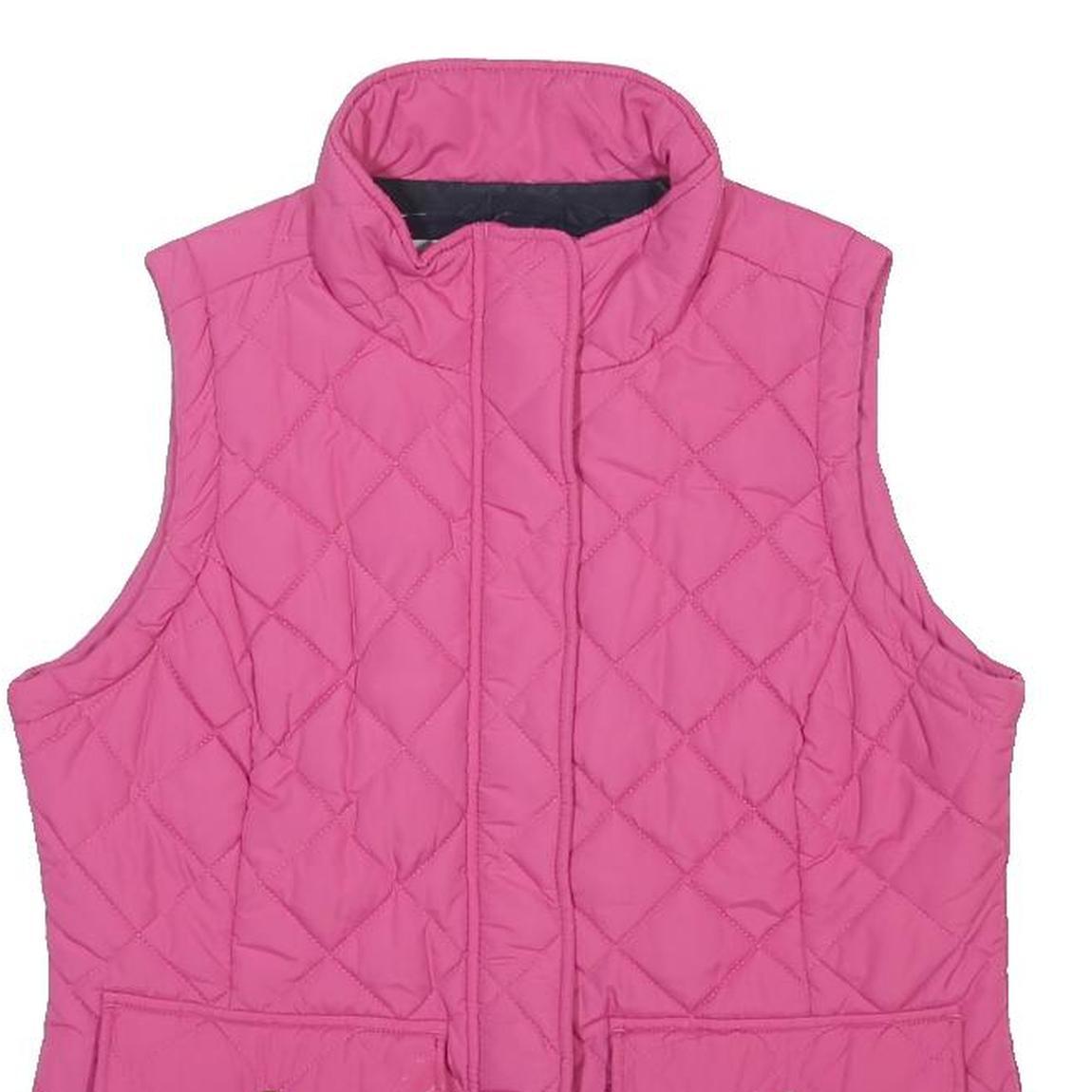 JOULES Womens Pink Quilted Sleeveless Jacket UK 14 Polyester Zip Pockets