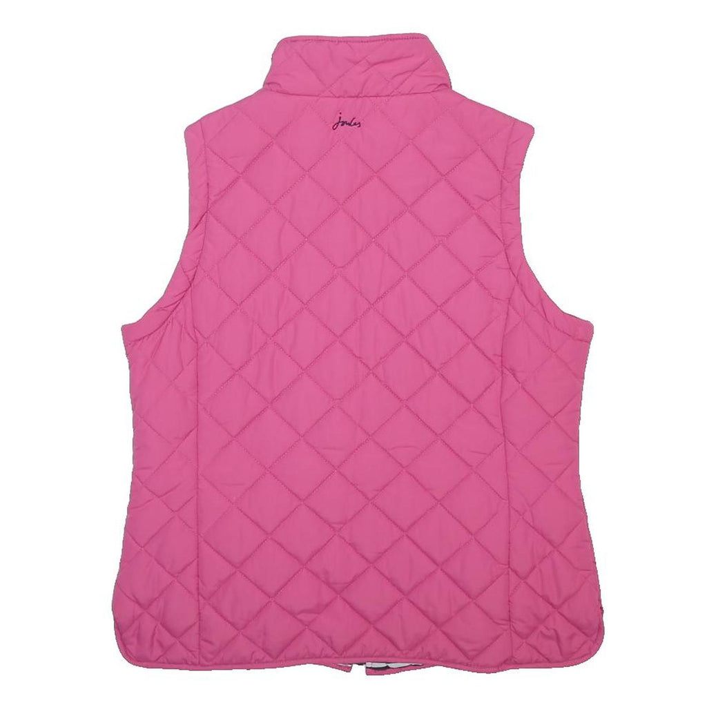 JOULES Womens Pink Quilted Sleeveless Jacket UK 14 Polyester Zip Pockets