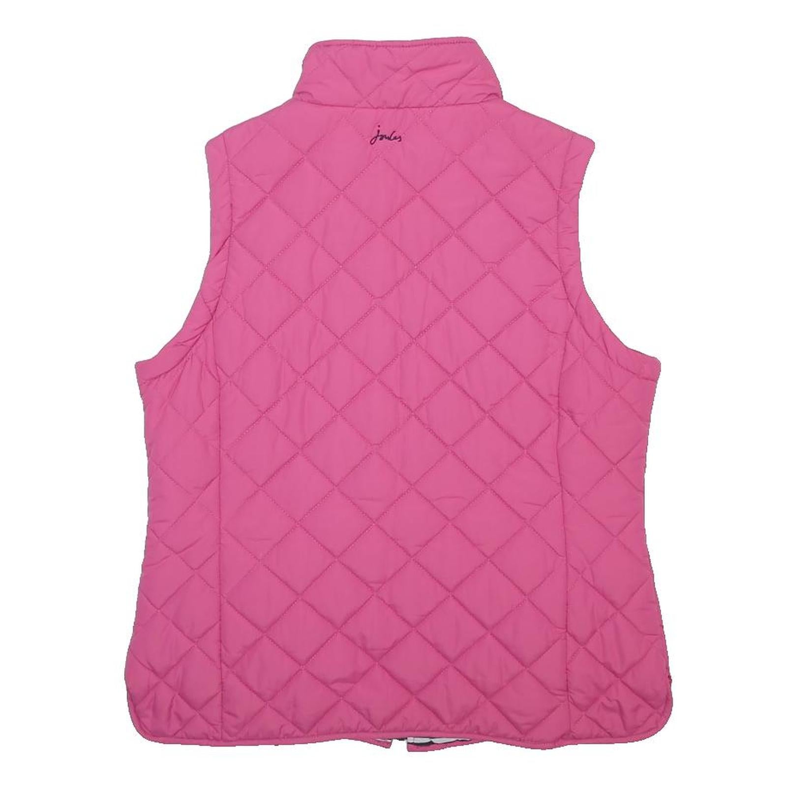 JOULES Womens Pink Quilted Sleeveless Jacket UK 14 Polyester Zip Pockets
