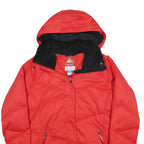 COLUMBIA Womens Red Jacket L Polyester Outdoor Zip Hooded Puffer Quilted Warm