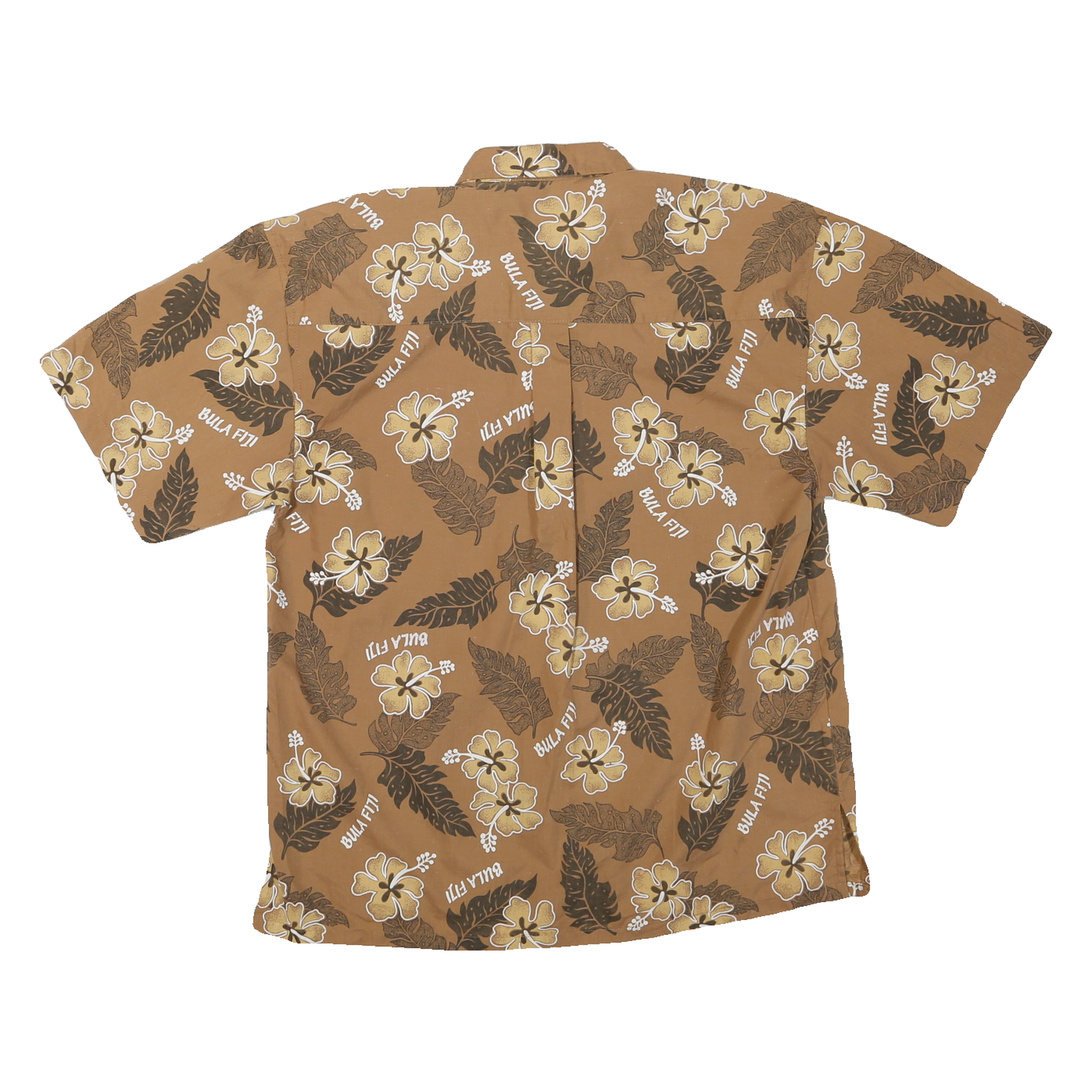 Mens Beige Cotton Blend Floral Print Casual Shirt M Short Sleeve Breathable