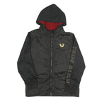 TRUE RELIGION Womens Black Zip Hooded Polyester Jacket L Sportswear