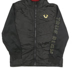 TRUE RELIGION Womens Black Zip Hooded Polyester Jacket L Sportswear