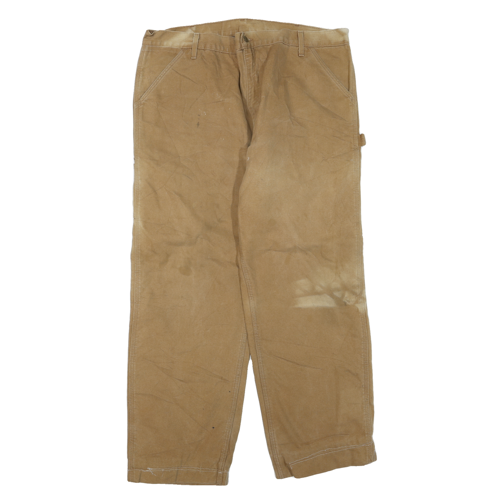 CARHARTT Mens Cotton Blend Beige Regular Straight Trousers W40 L30 Workwear