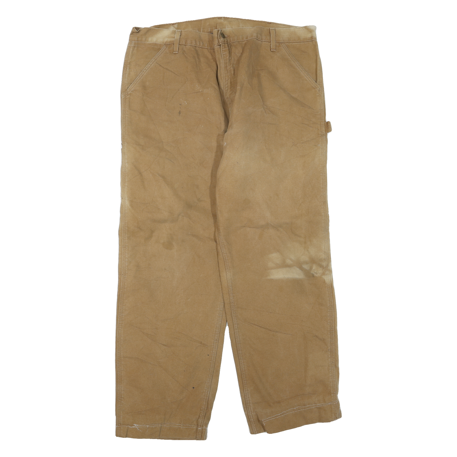 CARHARTT Mens Cotton Blend Beige Regular Straight Trousers W40 L30 Workwear