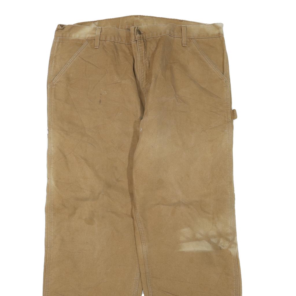 CARHARTT Mens Cotton Blend Beige Regular Straight Trousers W40 L30 Workwear