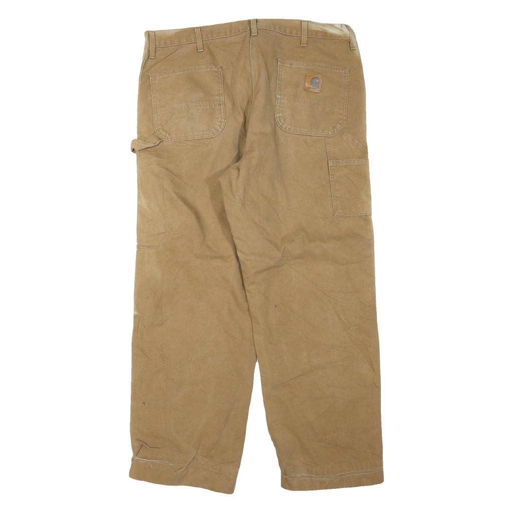 CARHARTT Mens Cotton Blend Beige Regular Straight Trousers W40 L30 Workwear