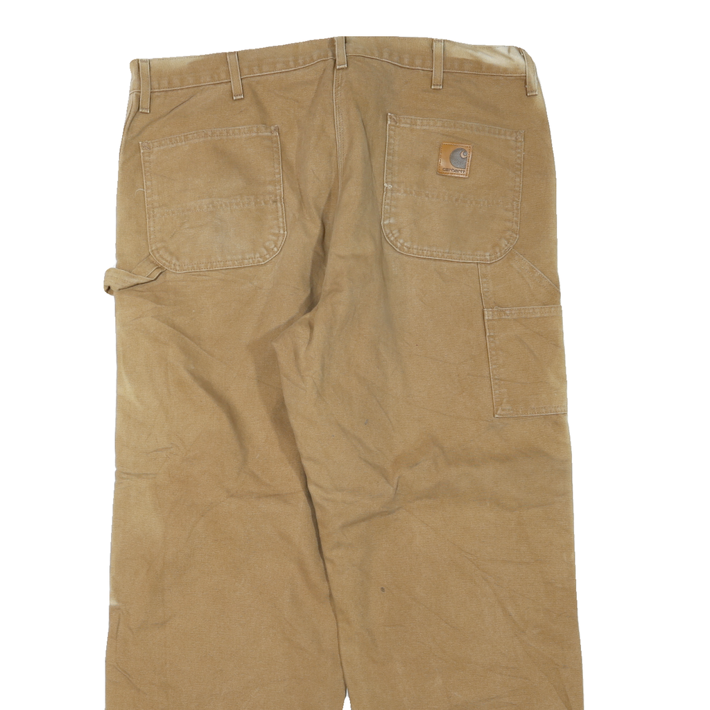 CARHARTT Mens Cotton Blend Beige Regular Straight Trousers W40 L30 Workwear