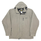 JACK WOLFSKIN Mens Beige Hooded Cotton Blend Jacket 2XL Outdoor Zip Casual