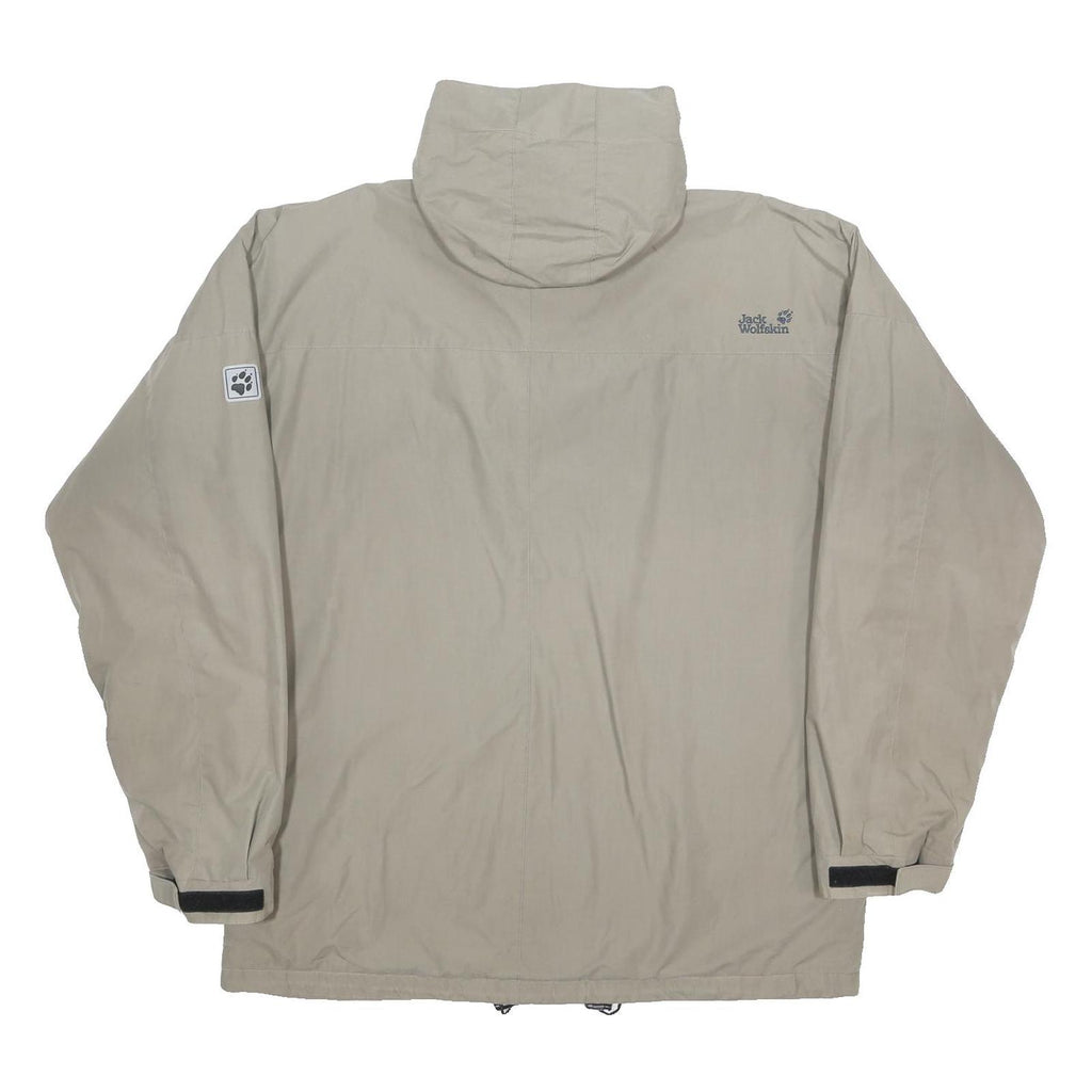 JACK WOLFSKIN Mens Beige Hooded Cotton Blend Jacket 2XL Outdoor Zip Casual
