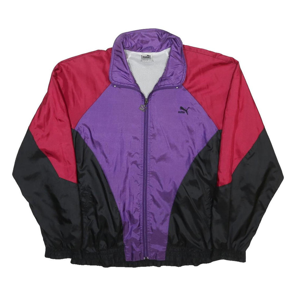 PUMA Mens Purple & Red Black Zip Windbreaker Jacket L Polyamide Plain Sportswear