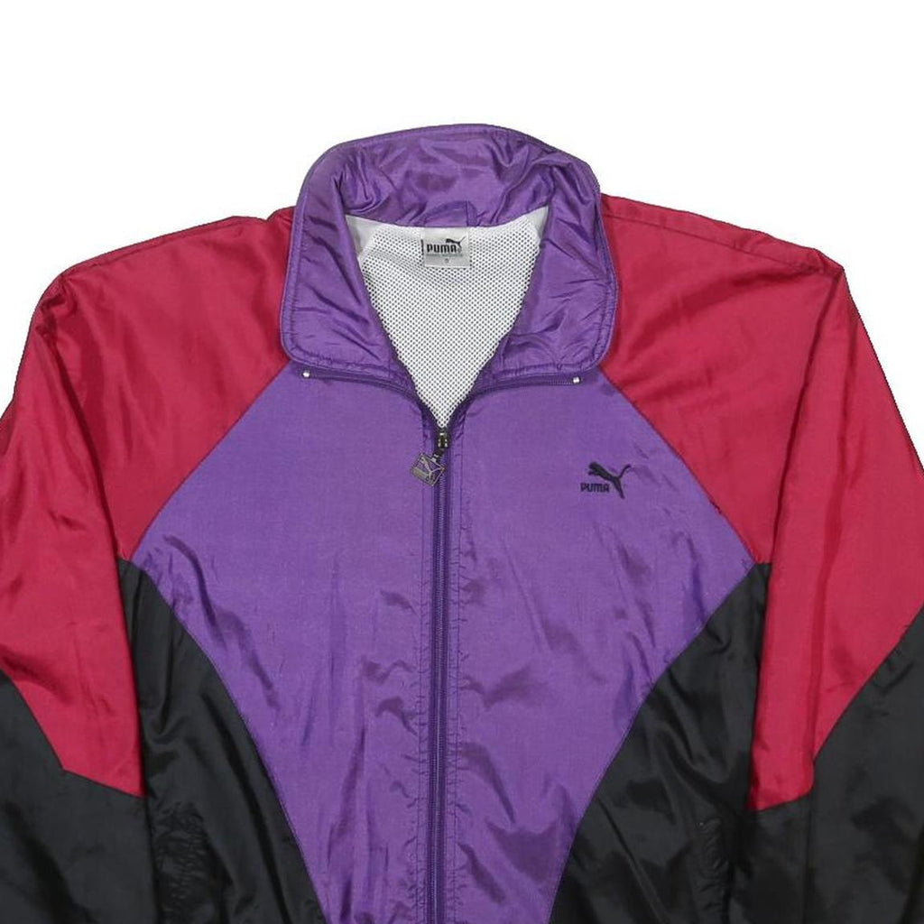 PUMA Mens Purple & Red Black Zip Windbreaker Jacket L Polyamide Plain Sportswear