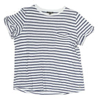 MASSIMO DUTTI Womens White & Blue Striped Short Sleeve Crew Neck Top XS Casual
