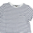 MASSIMO DUTTI Womens White & Blue Striped Short Sleeve Crew Neck Top XS Casual