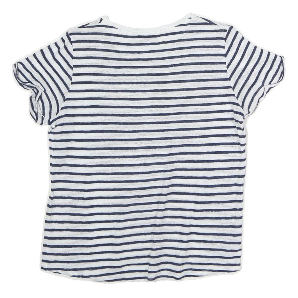 MASSIMO DUTTI Womens White & Blue Striped Short Sleeve Crew Neck Top XS Casual