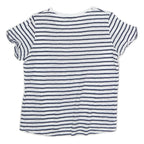 MASSIMO DUTTI Womens White & Blue Striped Short Sleeve Crew Neck Top XS Casual