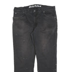 DICKIES Mens Cotton Blend Black Regular Straight Trousers W36 L30 Workwear