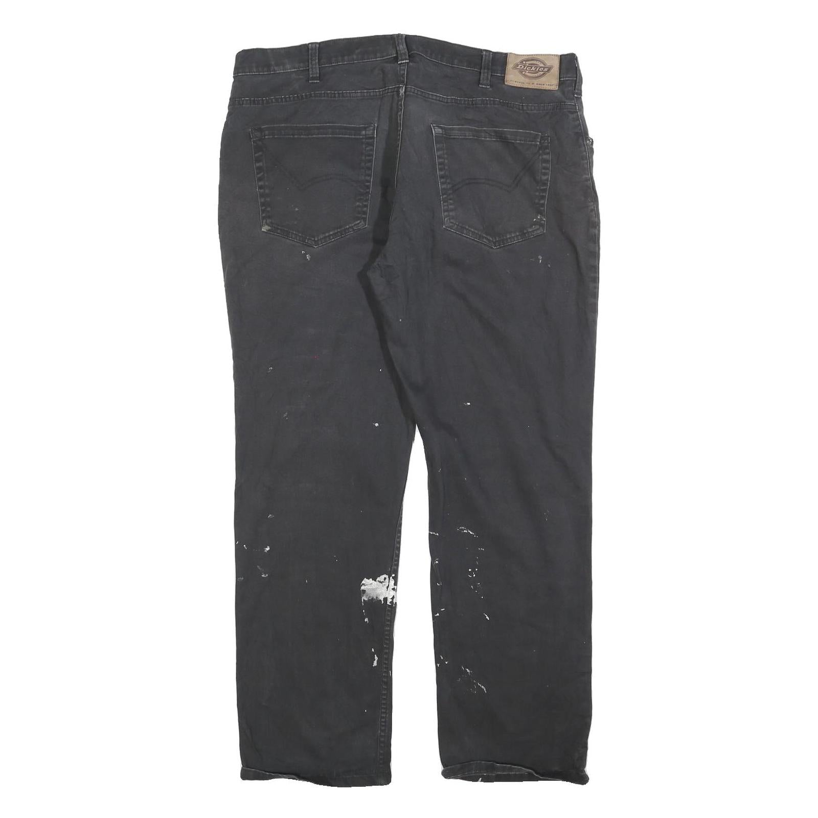 DICKIES Mens Cotton Blend Black Regular Straight Trousers W36 L30 Workwear