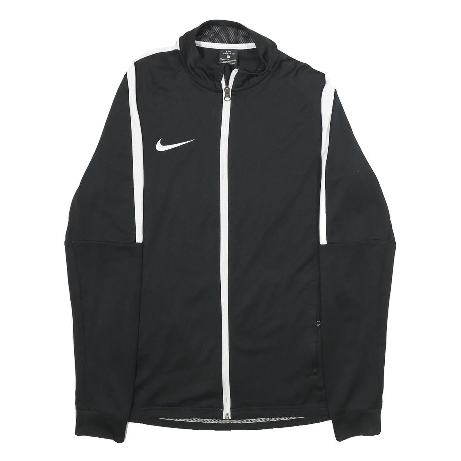 NIKE Mens Black & White Zip Up Jacket M Polyester Sportswear Track Top