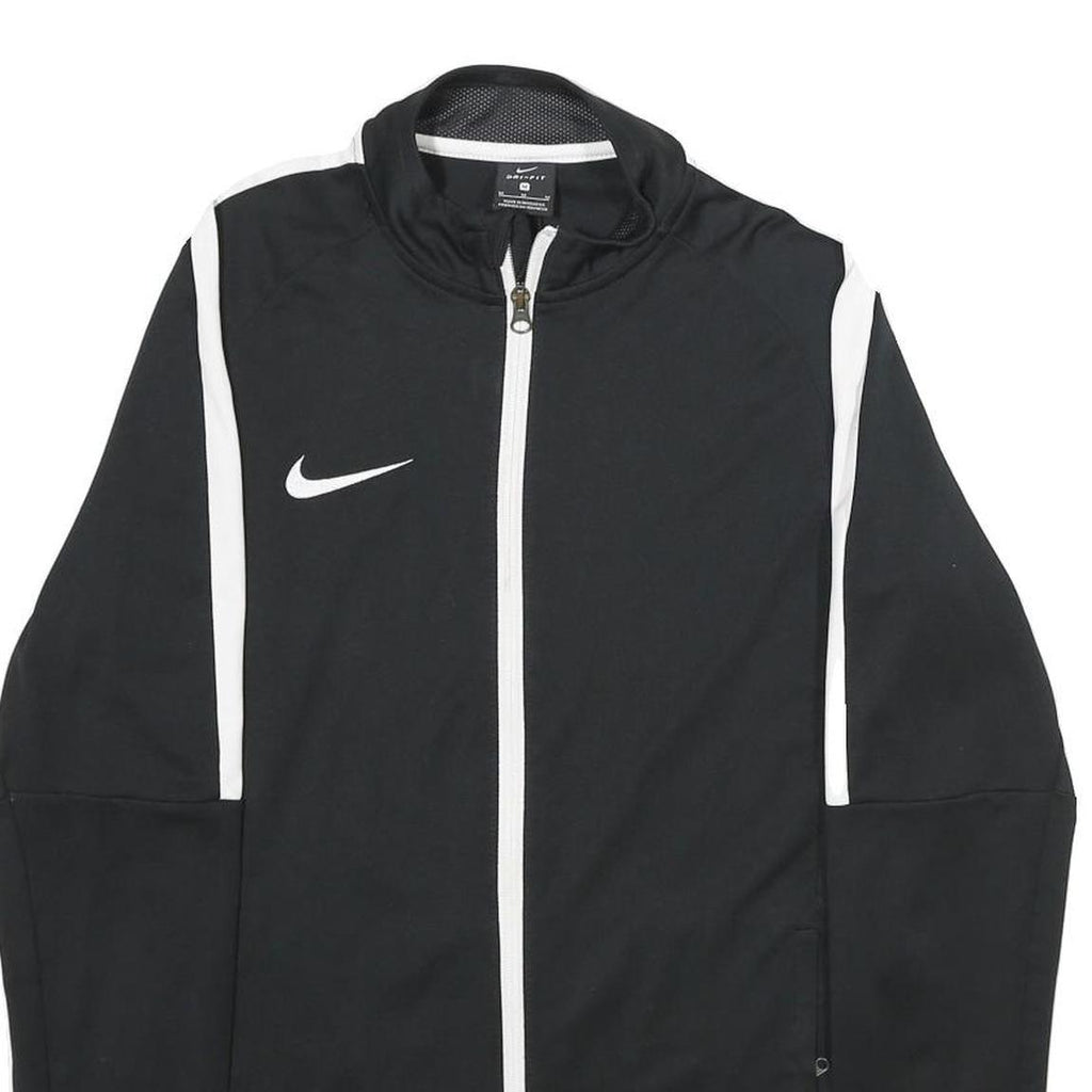 NIKE Mens Black & White Zip Up Jacket M Polyester Sportswear Track Top