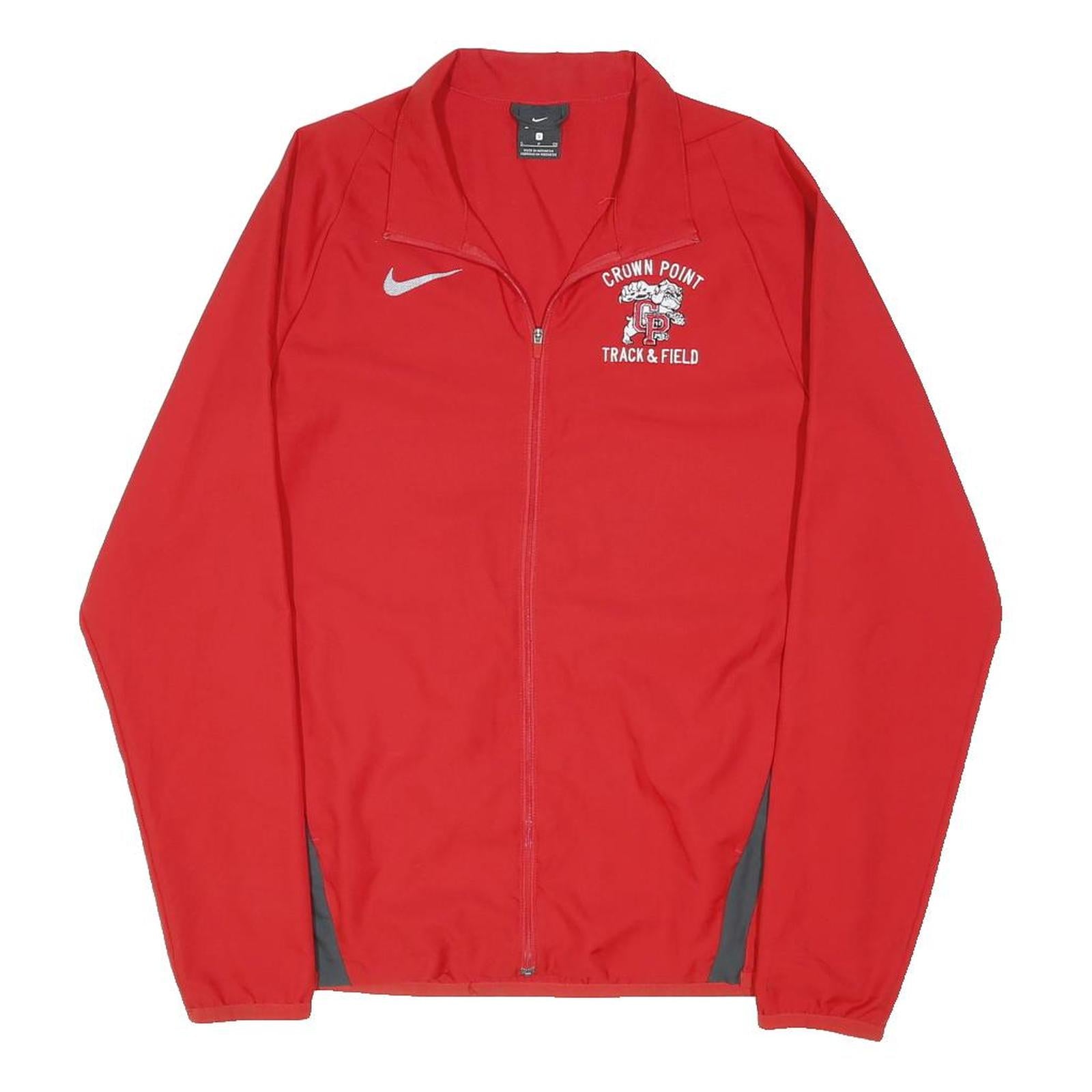 NIKE Mens Red Track & Field Jacket S Nylon Zip Plain Sportswear