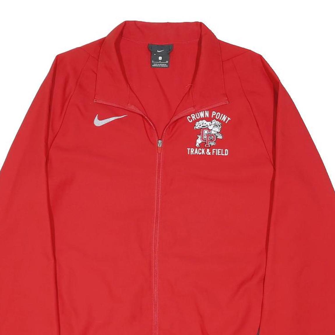 NIKE Mens Red Track & Field Jacket S Nylon Zip Plain Sportswear