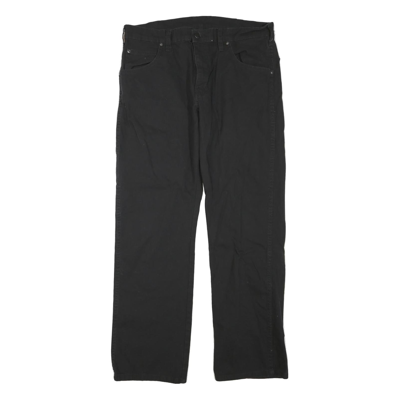 DICKIES Mens Regular Fit Cotton Blend Black Trousers W34 L30 Workwear Zip