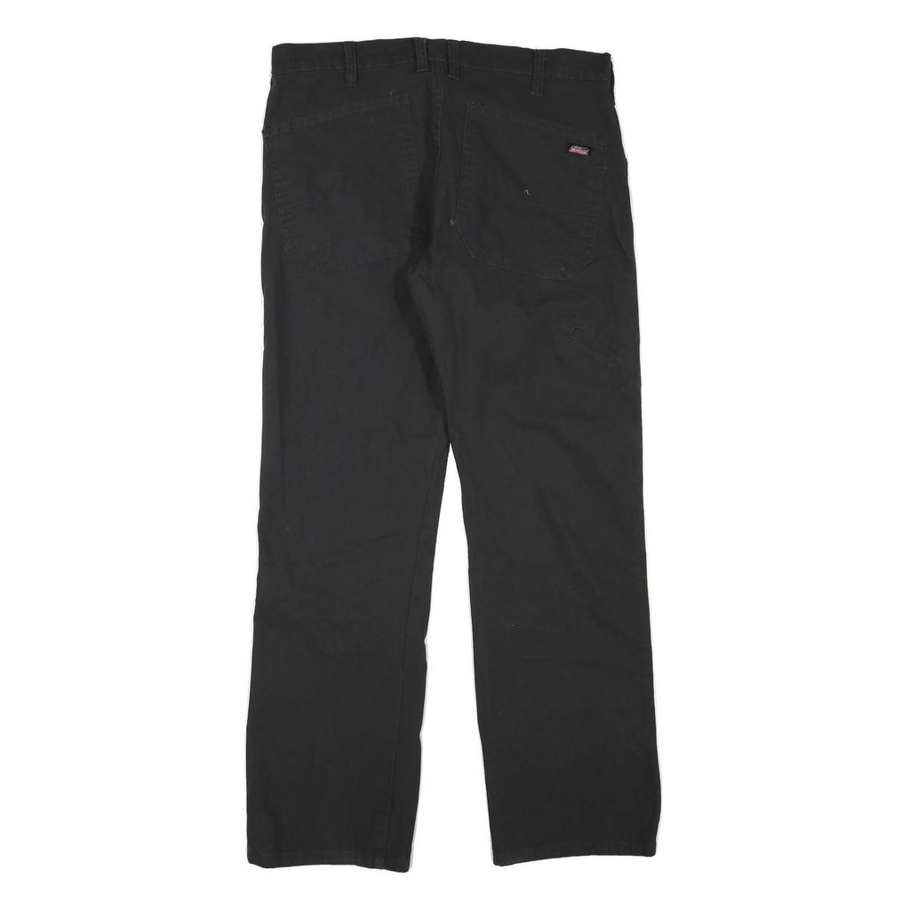 DICKIES Mens Regular Fit Cotton Blend Black Trousers W34 L30 Workwear Zip