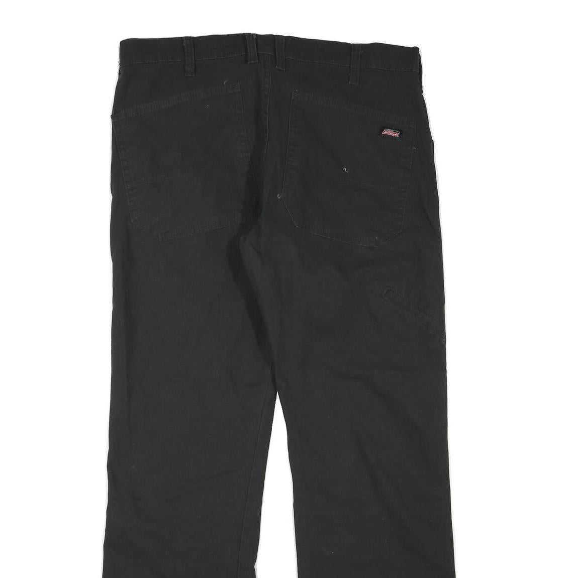 DICKIES Mens Regular Fit Cotton Blend Black Trousers W34 L30 Workwear Zip