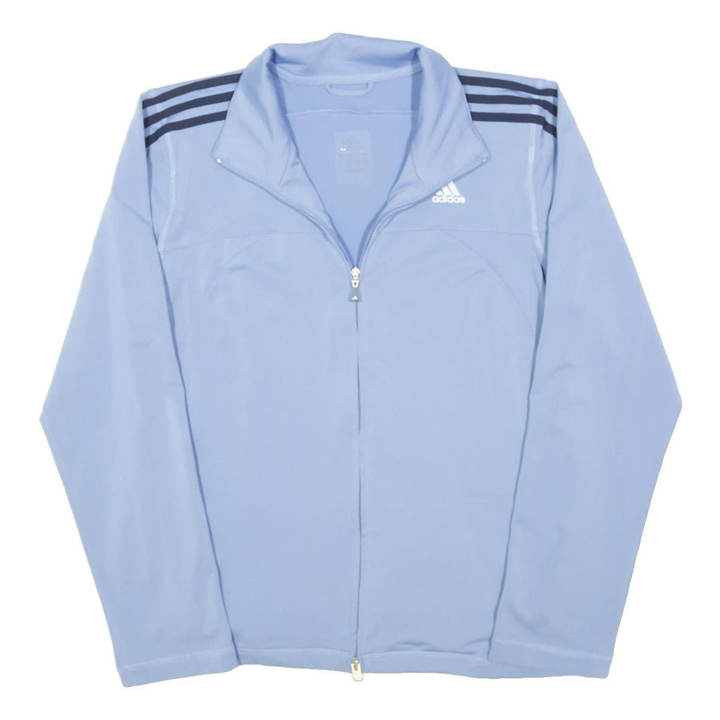 ADIDAS Womens Blue Jacket M Polyester Blend Zip Plain Sports Activewear