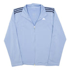 ADIDAS Womens Blue Jacket M Polyester Blend Zip Plain Sports Activewear