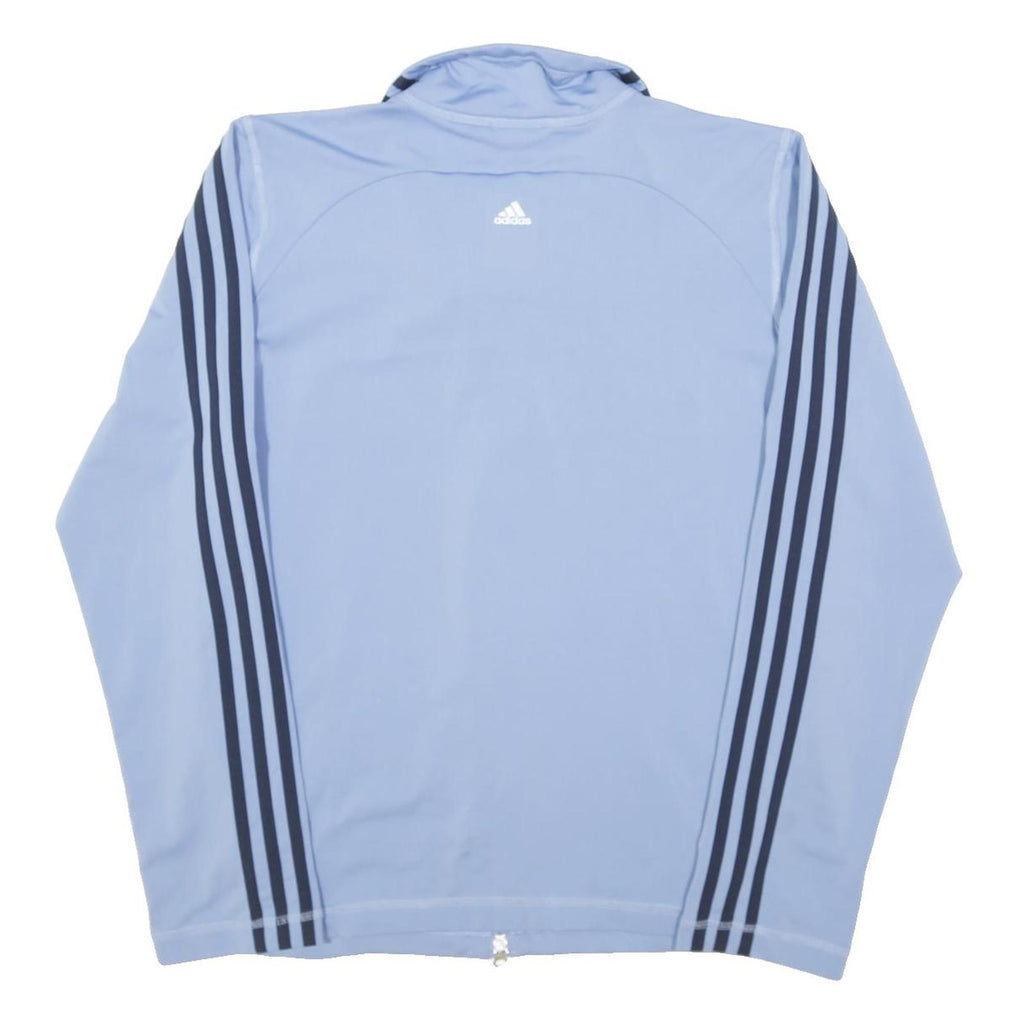 ADIDAS Womens Blue Jacket M Polyester Blend Zip Plain Sports Activewear